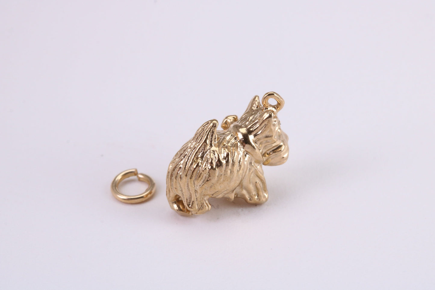 Scottish Terrier Dog Charm, Traditional Charm, Made from Solid Yellow Gold, British Hallmarked, Complete with Attachment Link