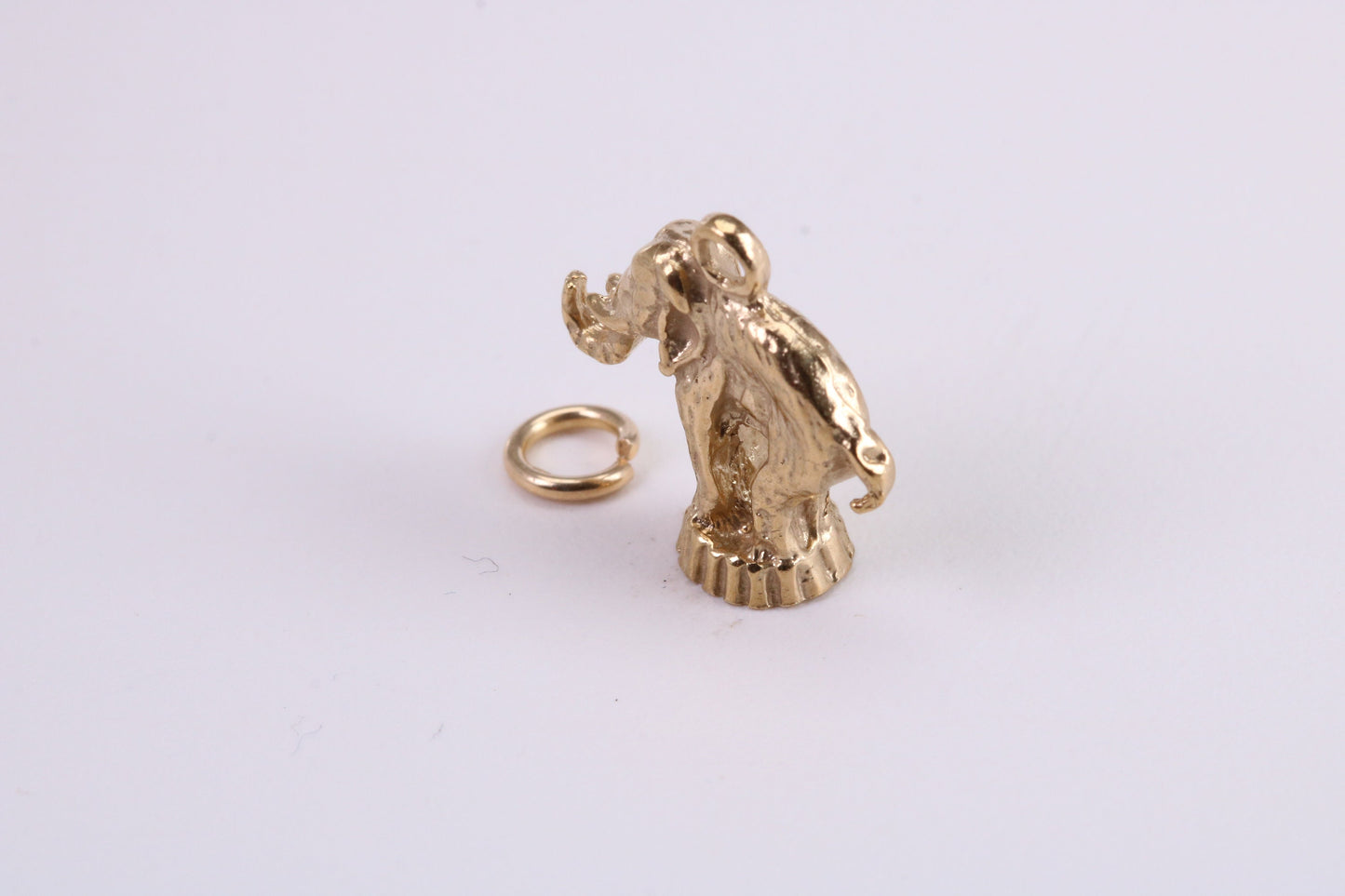 Circus Elephant Charm, Traditional Charm, Made from Solid Yellow Gold, British Hallmarked, Complete with Attachment Link