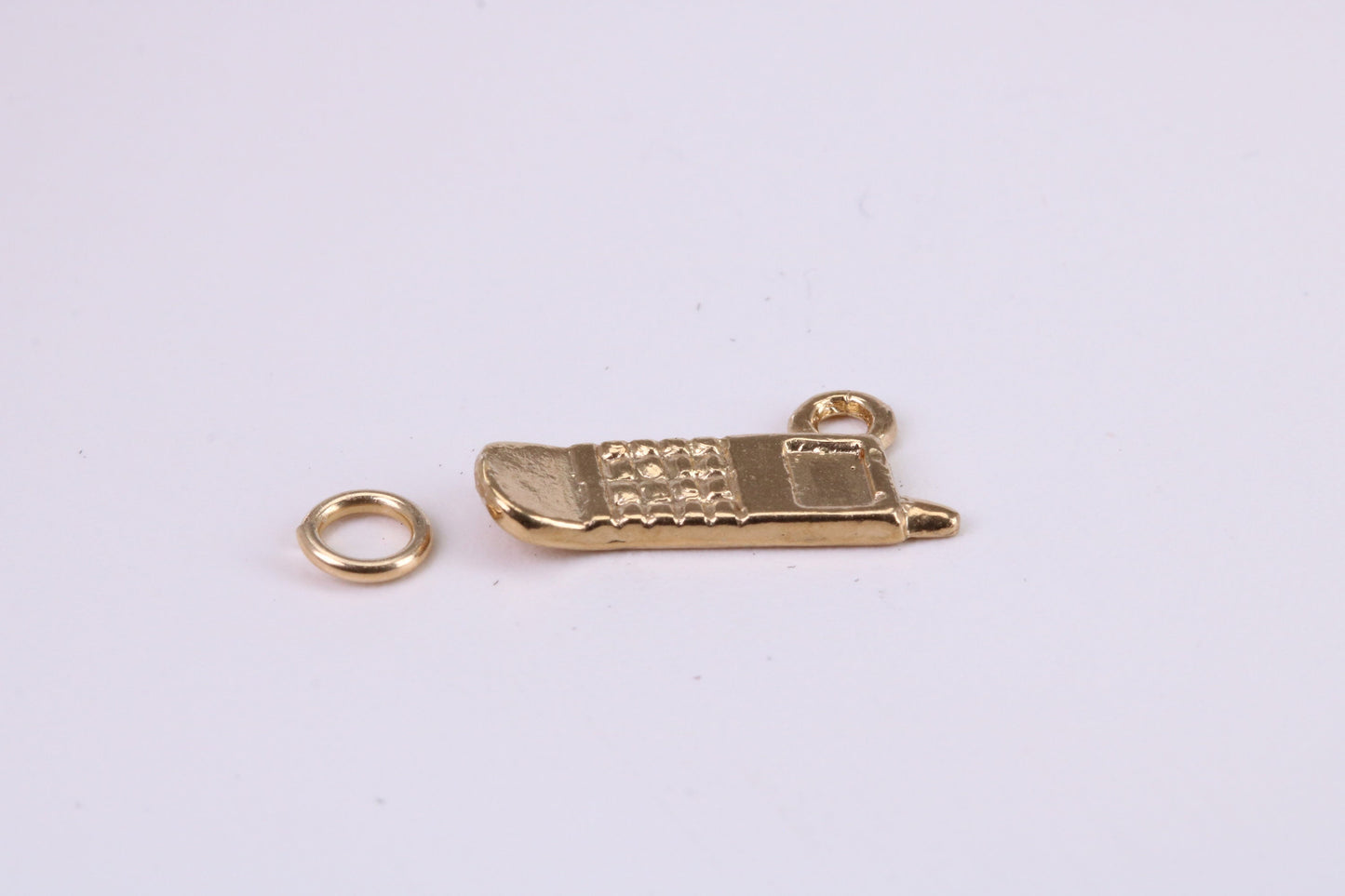 Cell Phone Charm, Traditional Charm, Made from Solid Yellow Gold, British Hallmarked, Complete with Attachment Link