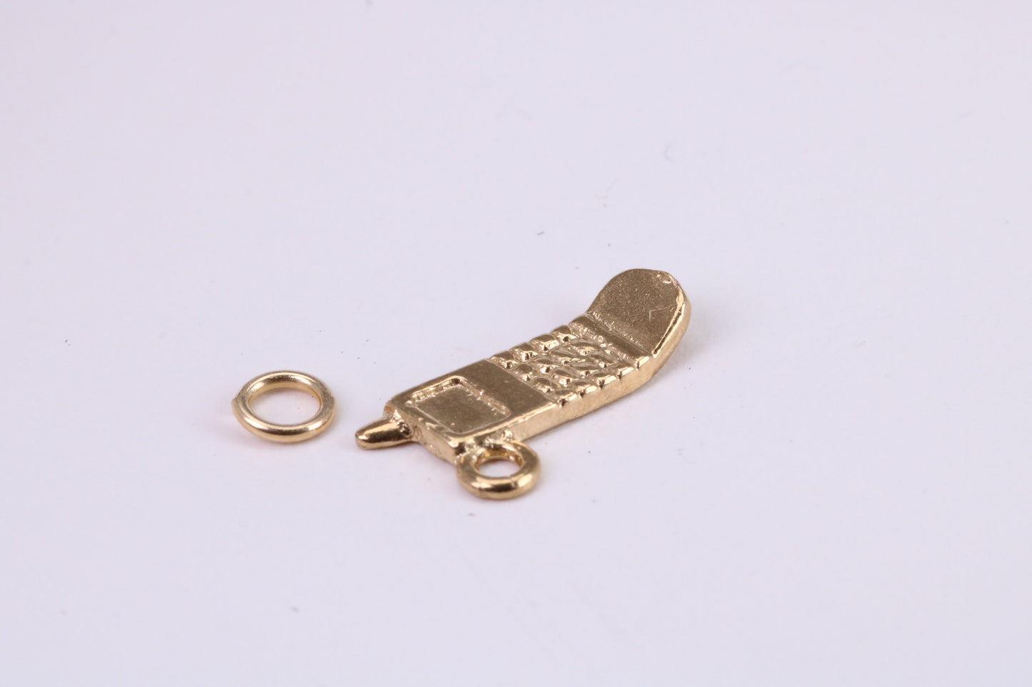 Cell Phone Charm, Traditional Charm, Made from Solid Yellow Gold, British Hallmarked, Complete with Attachment Link
