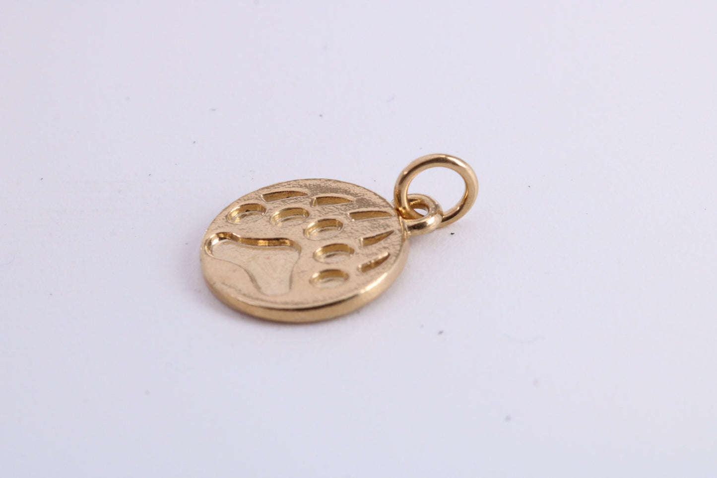Paw Print Charm, Traditional Charm, Made from Solid Yellow Gold, British Hallmarked, Complete with Attachment Link