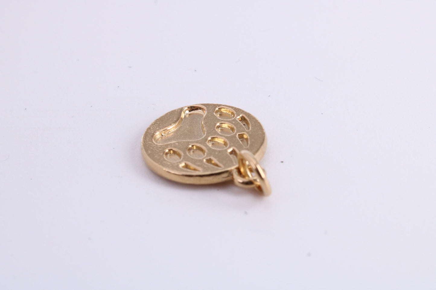 Paw Print Charm, Traditional Charm, Made from Solid Yellow Gold, British Hallmarked, Complete with Attachment Link