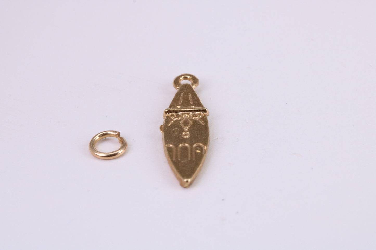 Surf Board Charm, Traditional Charm, Made from Solid Yellow Gold, British Hallmarked, Complete with Attachment Link