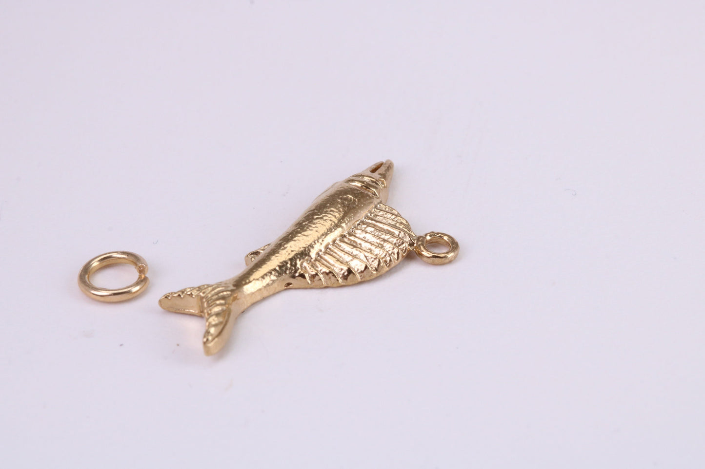 Sail Fish Charm, Traditional Charm, Made from Solid Yellow Gold, British Hallmarked, Complete with Attachment Link