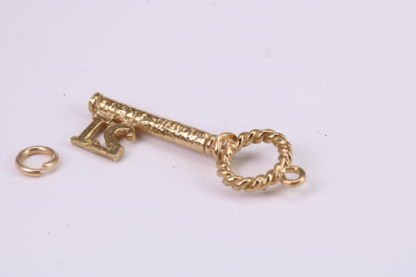 21st Birthday Key Charm, Traditional Charm, Made from Solid Yellow Gold, British Hallmarked, Complete with Attachment Link