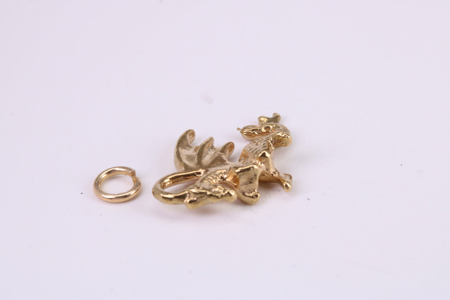 Dragon Charm, Traditional Charm, Made from Solid Yellow Gold, British Hallmarked, Complete with Attachment Link