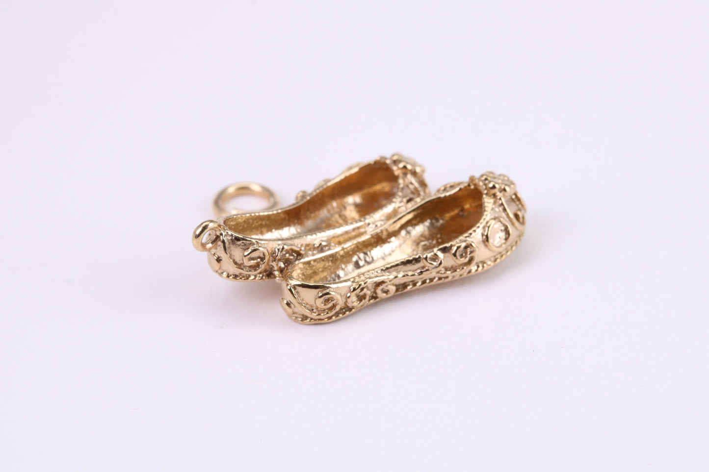 Ballerina Slippers Charm, Traditional Charm, Made from Solid Yellow Gold, British Hallmarked, Complete with Attachment Link