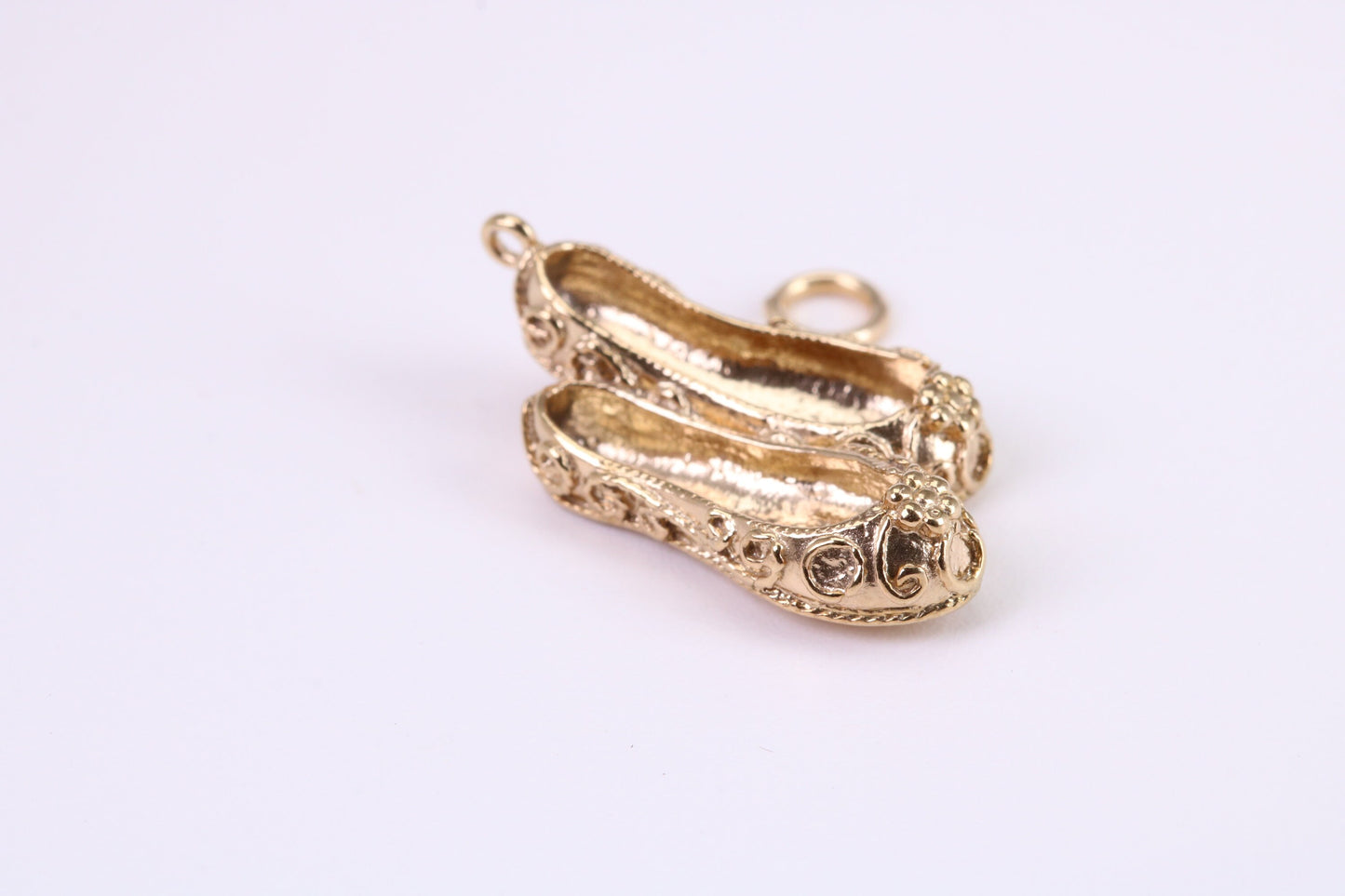 Ballerina Slippers Charm, Traditional Charm, Made from Solid Yellow Gold, British Hallmarked, Complete with Attachment Link