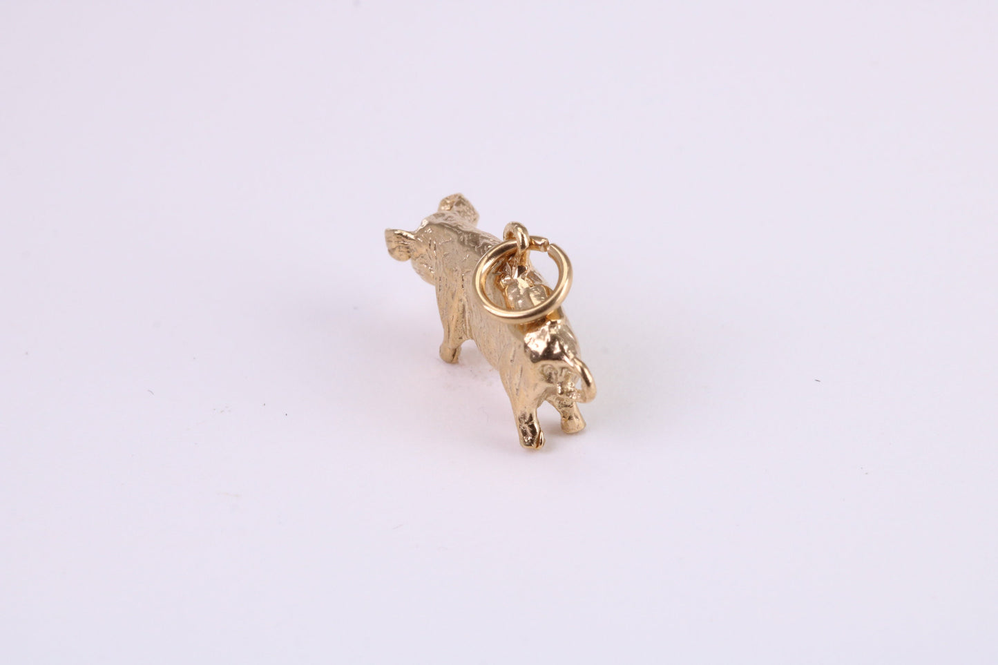 Farm Pig Charm, Traditional Charm, Made from Solid Yellow Gold, British Hallmarked, Complete with Attachment Link
