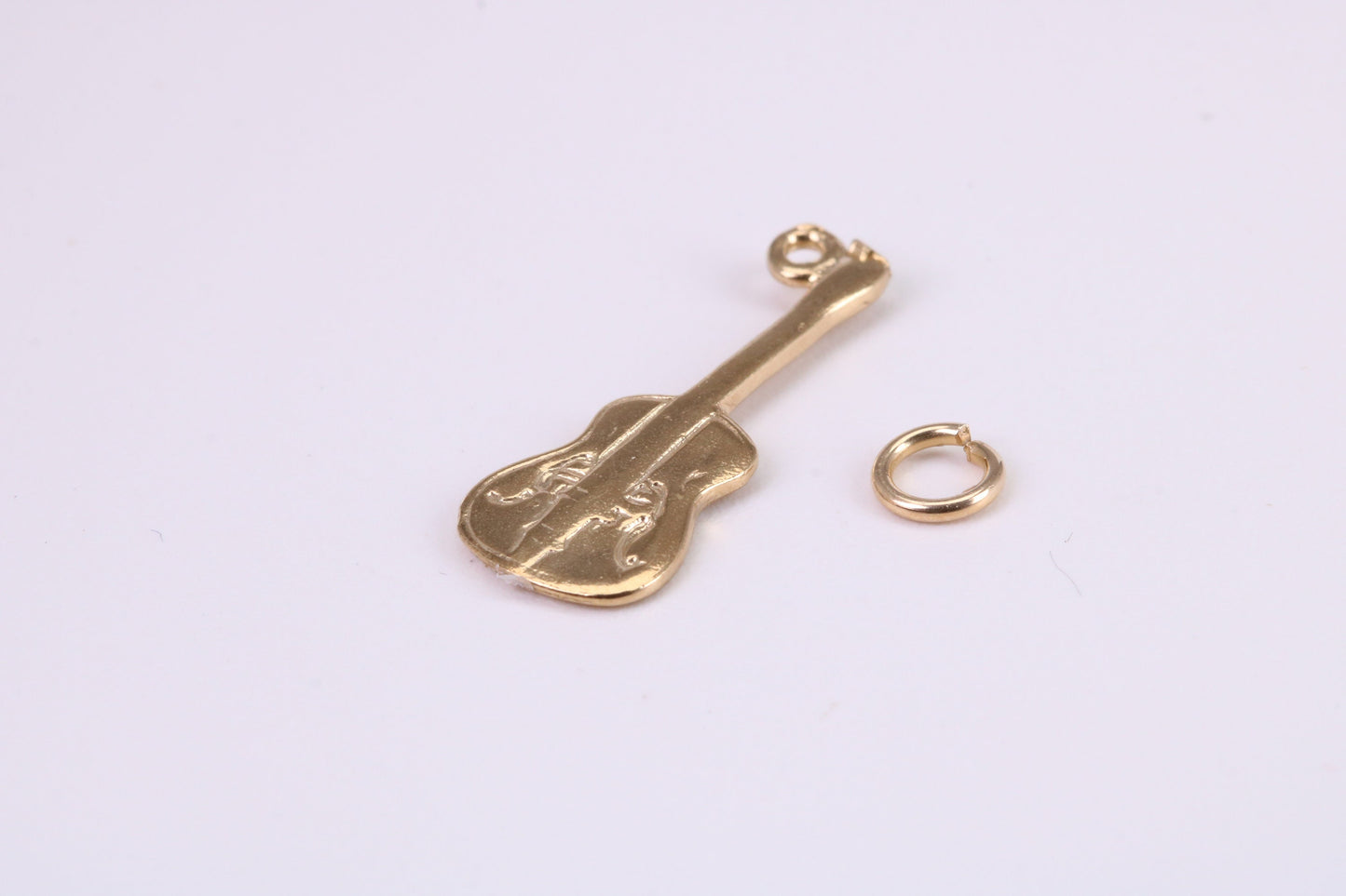 Guitar Charm, Traditional Charm, Made from Solid Yellow Gold, British Hallmarked, Complete with Attachment Link