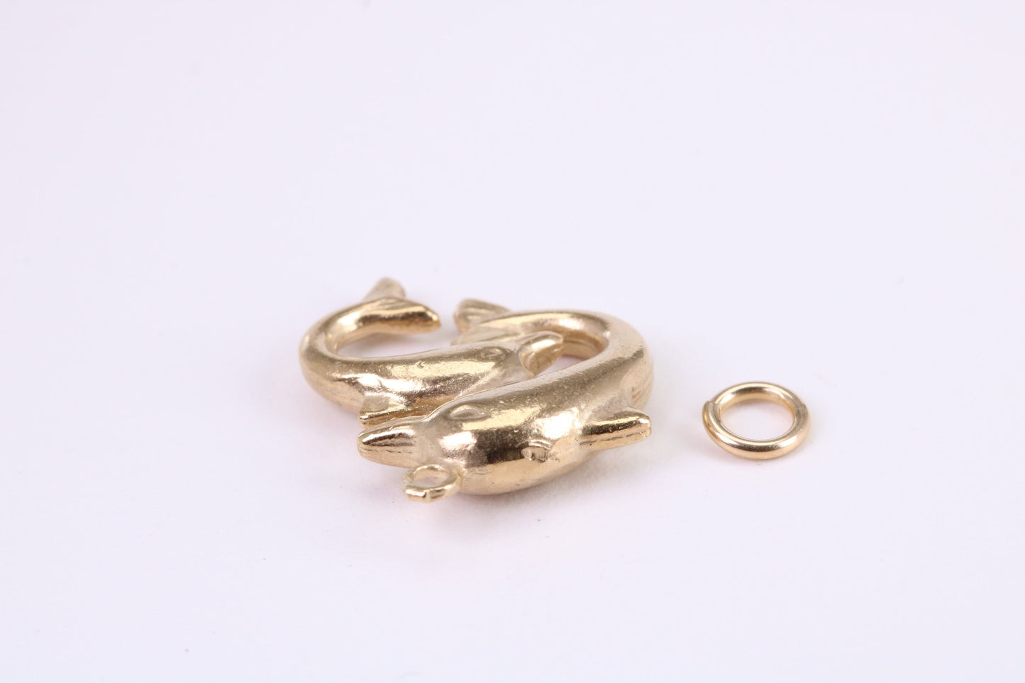 Performing Dolphins Charm, Traditional Charm, Made from Solid Yellow Gold, British Hallmarked, Complete with Attachment Link