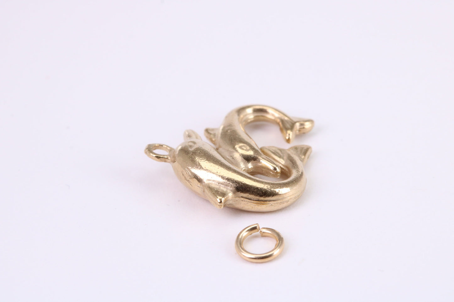 Performing Dolphins Charm, Traditional Charm, Made from Solid Yellow Gold, British Hallmarked, Complete with Attachment Link