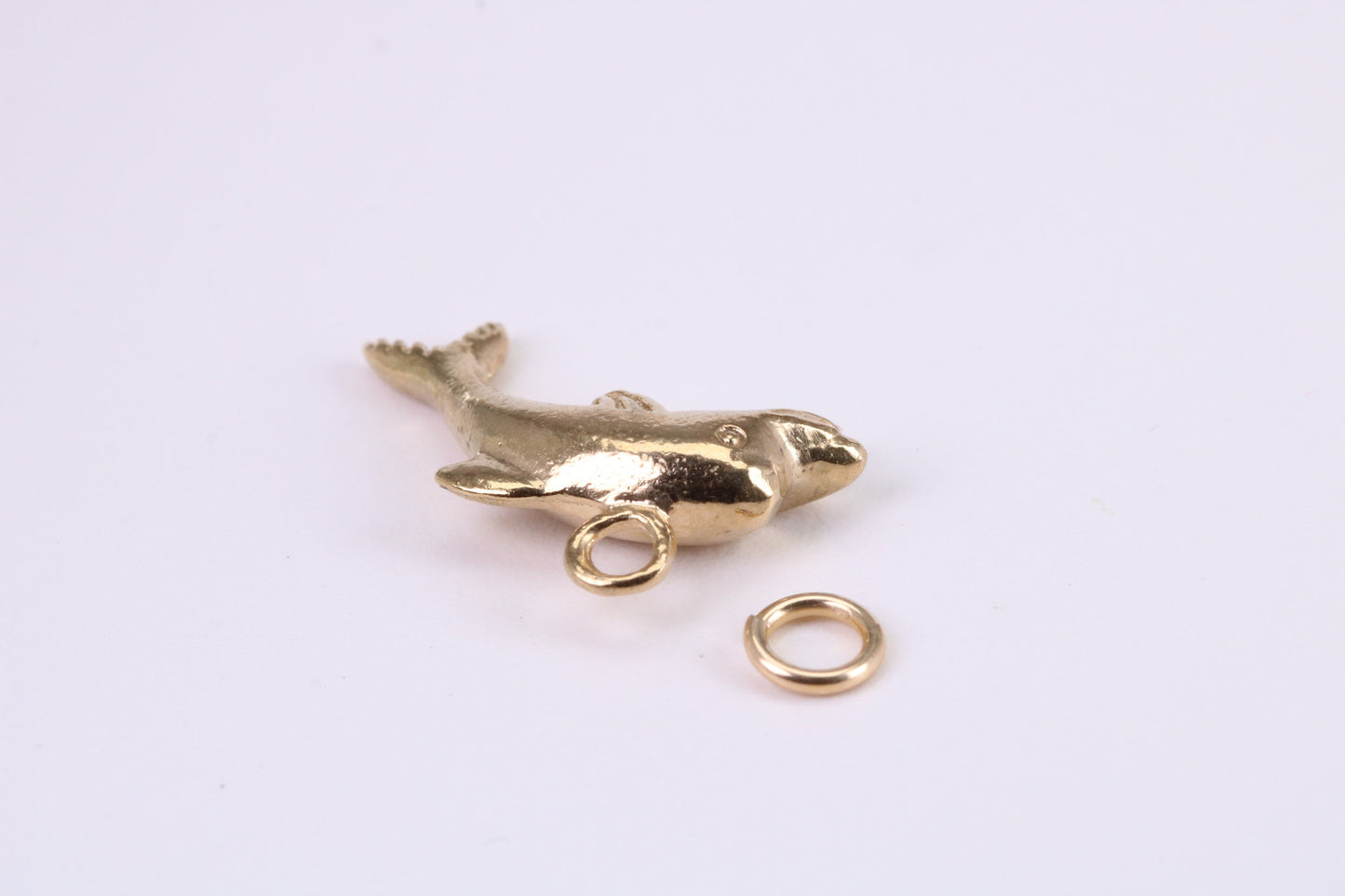 Dolphin Charm, Traditional Charm, Made from Solid Yellow Gold, British Hallmarked, Complete with Attachment Link