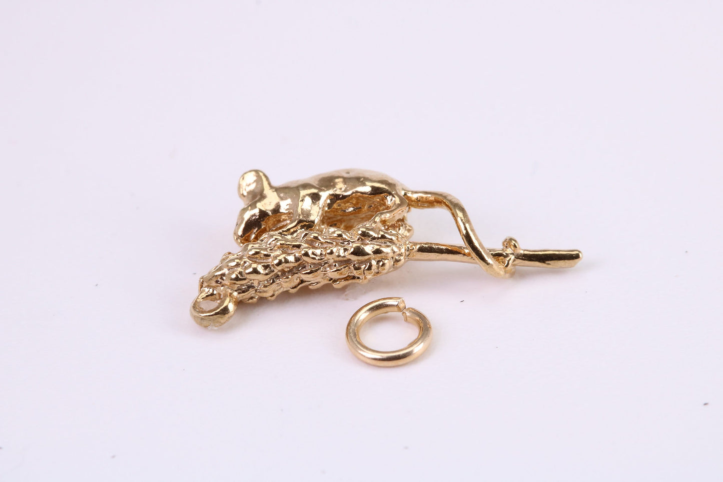 Corn Mouse Charm, Traditional Charm, Made from Solid Yellow Gold, British Hallmarked, Complete with Attachment Link