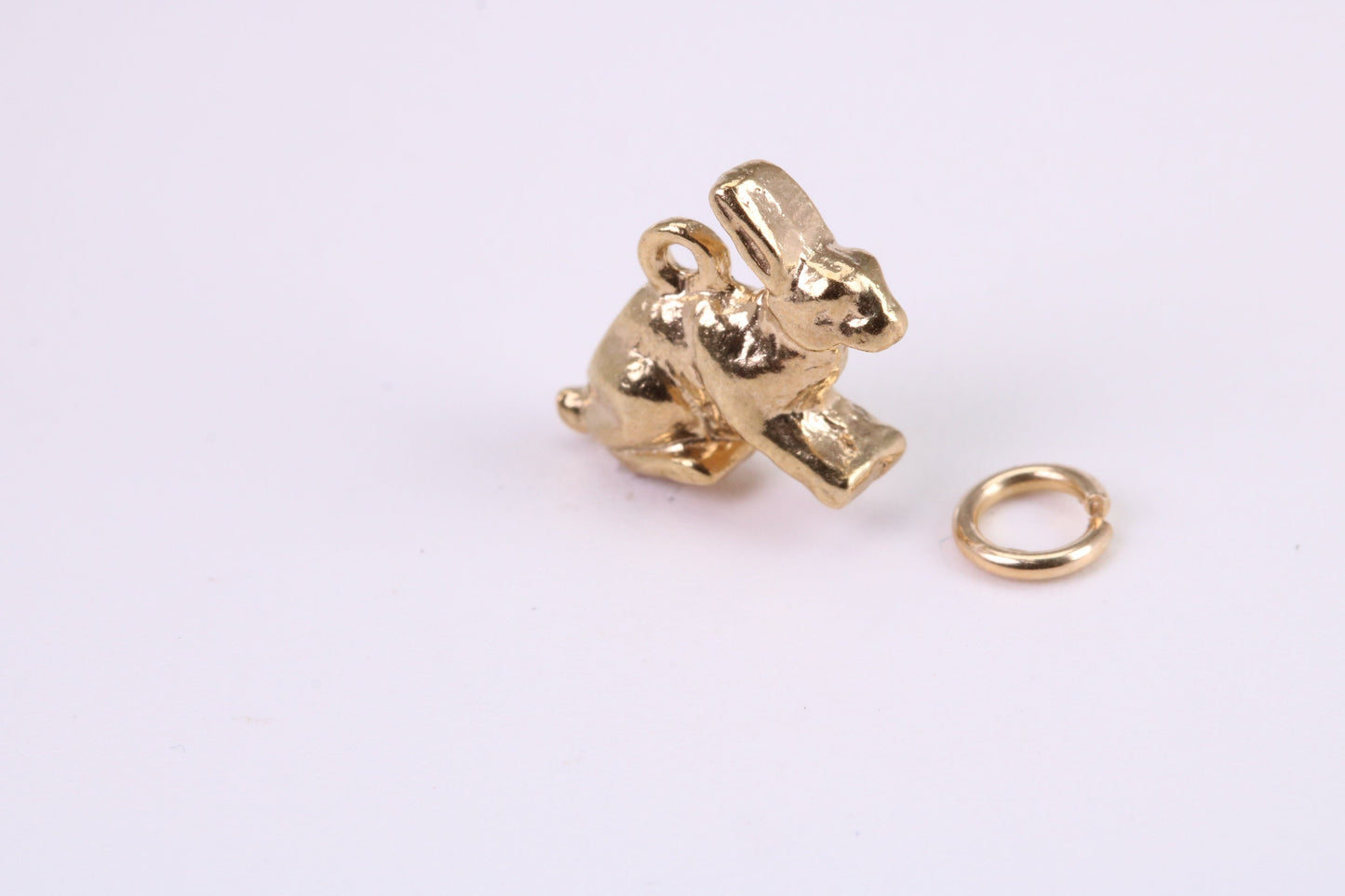 Bunny Rabbit Charm, Traditional Charm, Made from Solid Yellow Gold, British Hallmarked, Complete with Attachment Link