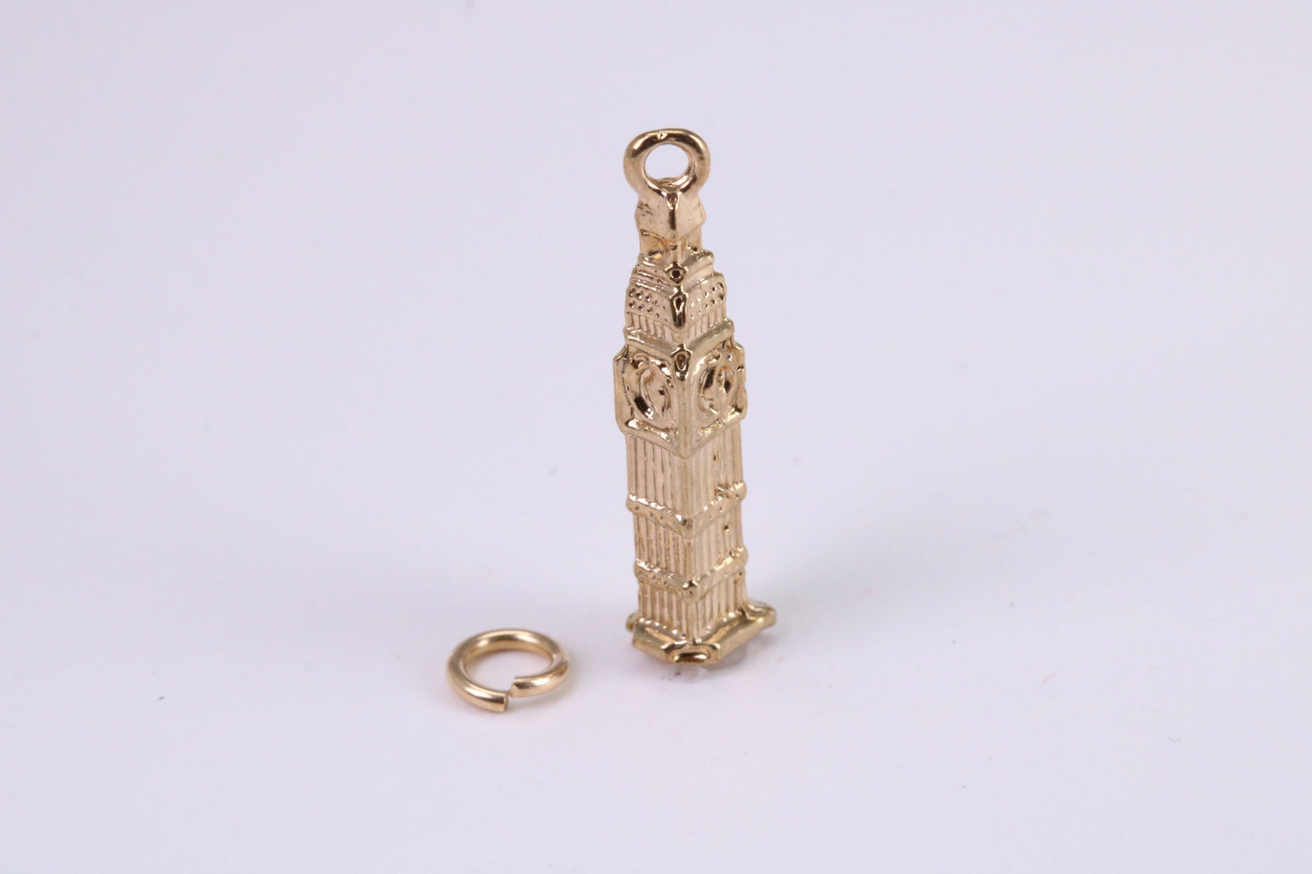 Iconic London Big Ben Charm, Traditional Charm, Made from Solid Yellow Gold, British Hallmarked, Complete with Attachment Link