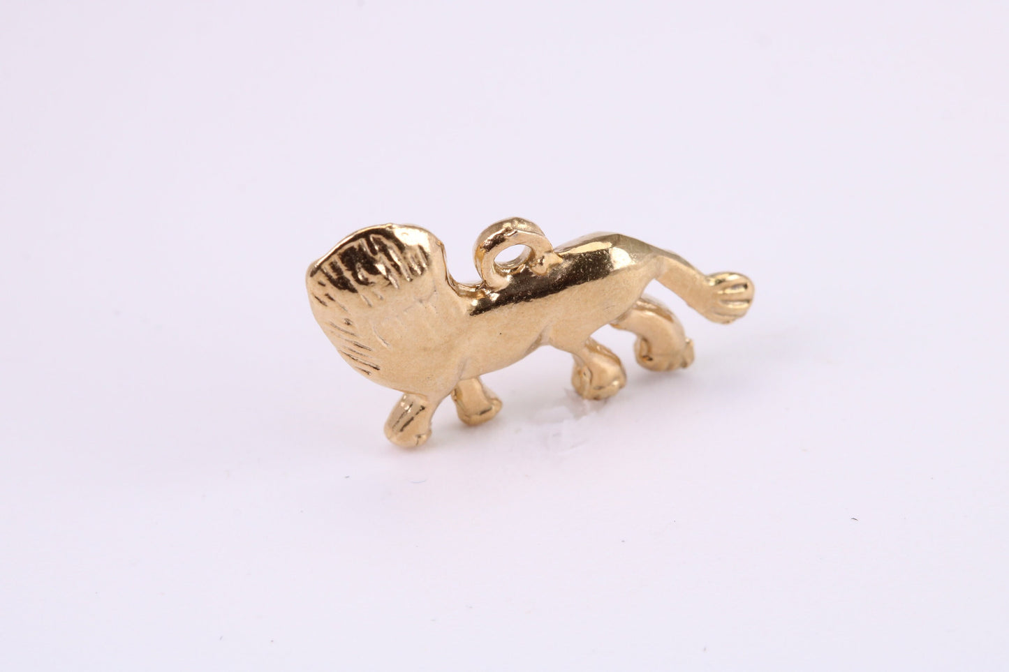 Lion Charm, Traditional Charm, Made from Solid Yellow Gold, British Hallmarked, Complete with Attachment Link