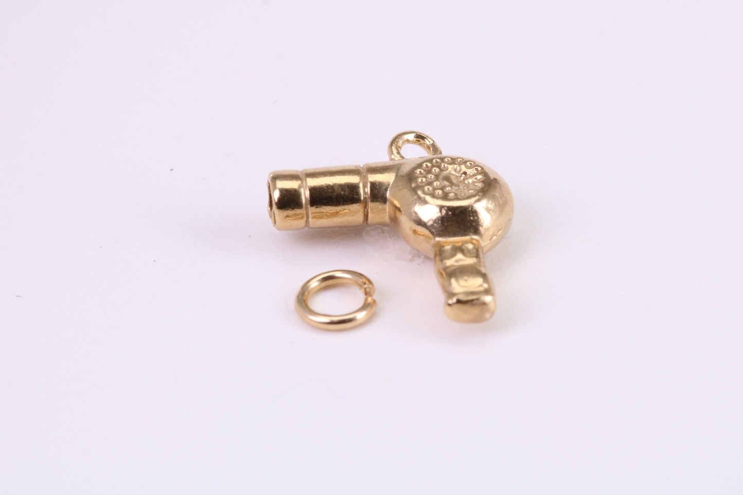 Hair Dryer Charm, Traditional Charm, Made from Solid Yellow Gold, British Hallmarked, Complete with Attachment Link