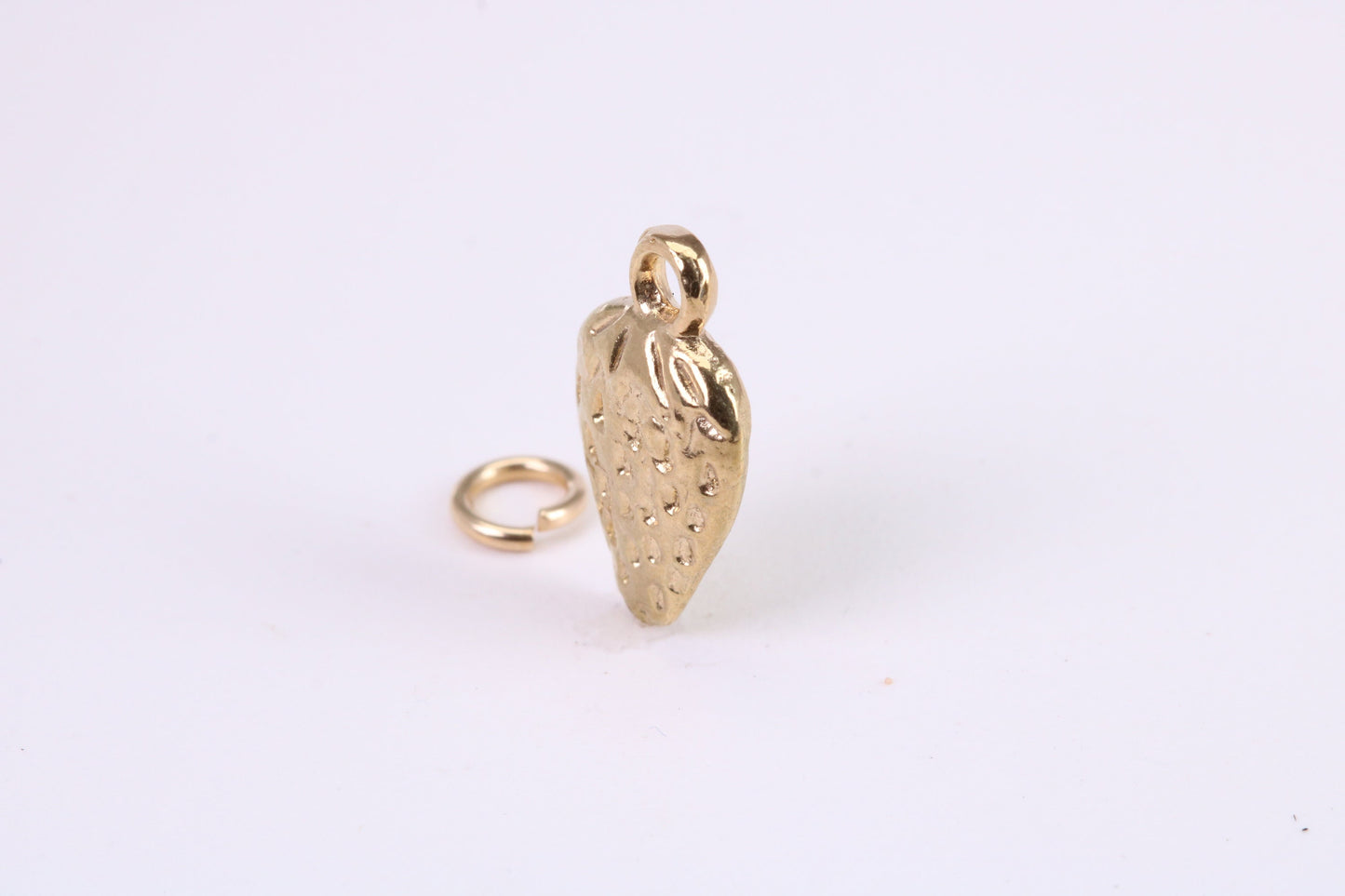 Strawberry Charm, Traditional Charm, Made from Solid Yellow Gold, British Hallmarked, Complete with Attachment Link
