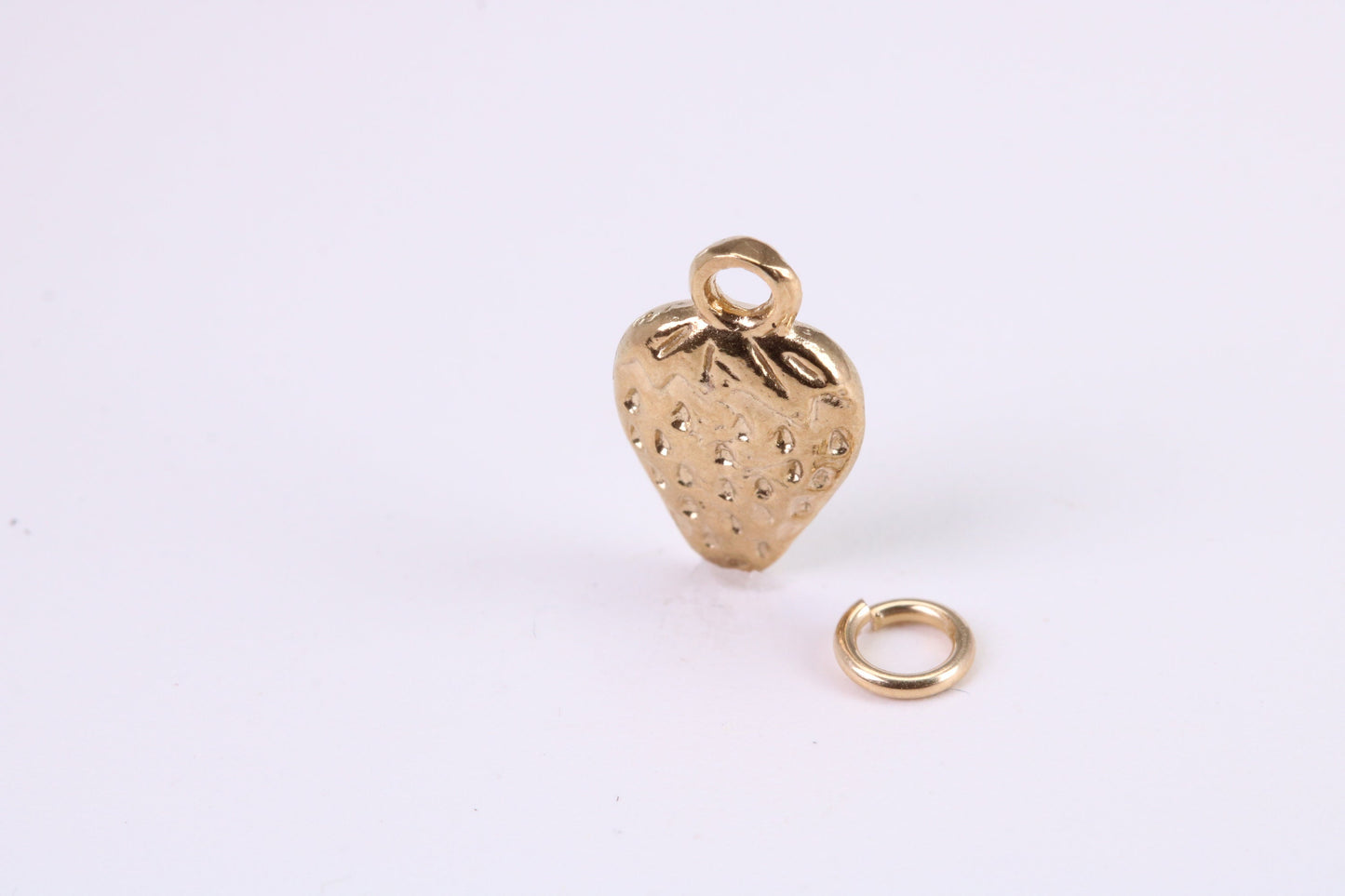 Strawberry Charm, Traditional Charm, Made from Solid Yellow Gold, British Hallmarked, Complete with Attachment Link