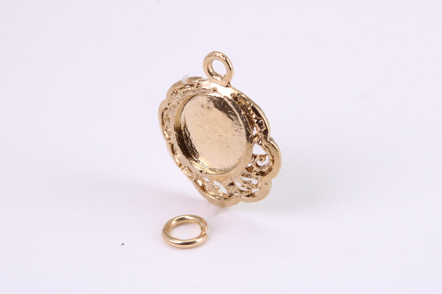 Vintage Mirror Charm, Traditional Charm, Made from Solid Yellow Gold, British Hallmarked, Complete with Attachment Link