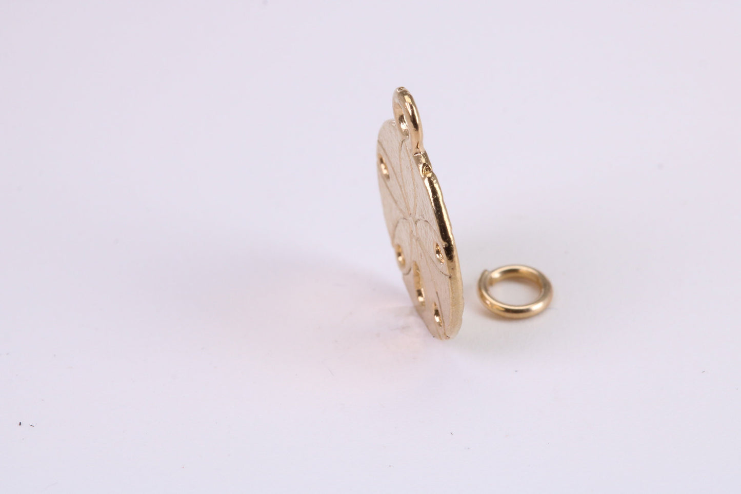 Flower Fossil Charm, Traditional Charm, Made from Solid Yellow Gold, British Hallmarked, Complete with Attachment Link