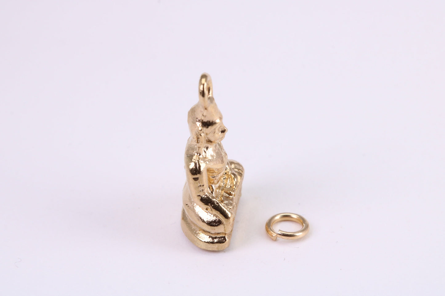 Buddha Charm, Traditional Charm, Made from Solid Yellow Gold, British Hallmarked, Complete with Attachment Link