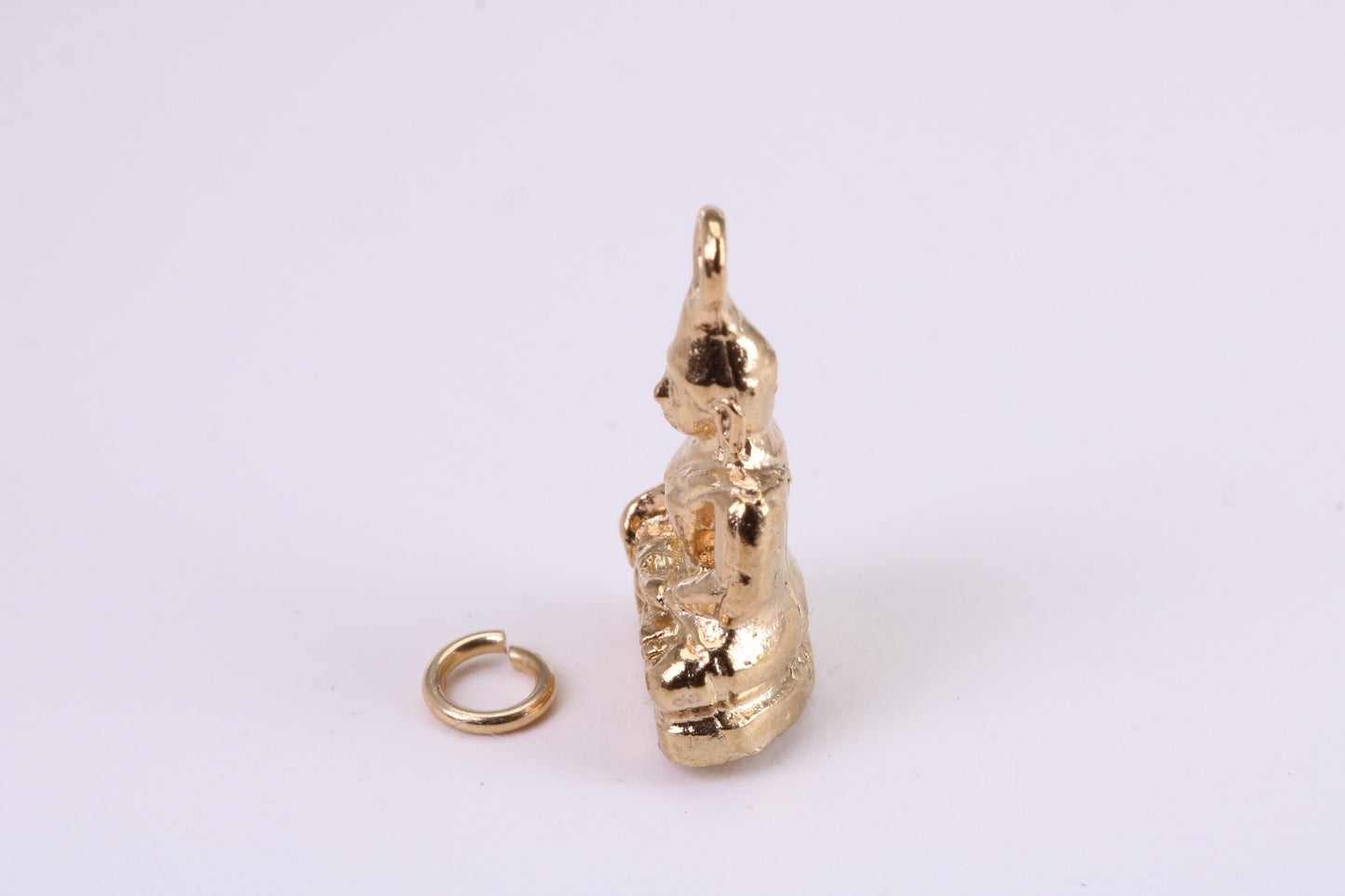 Buddha Charm, Traditional Charm, Made from Solid Yellow Gold, British Hallmarked, Complete with Attachment Link
