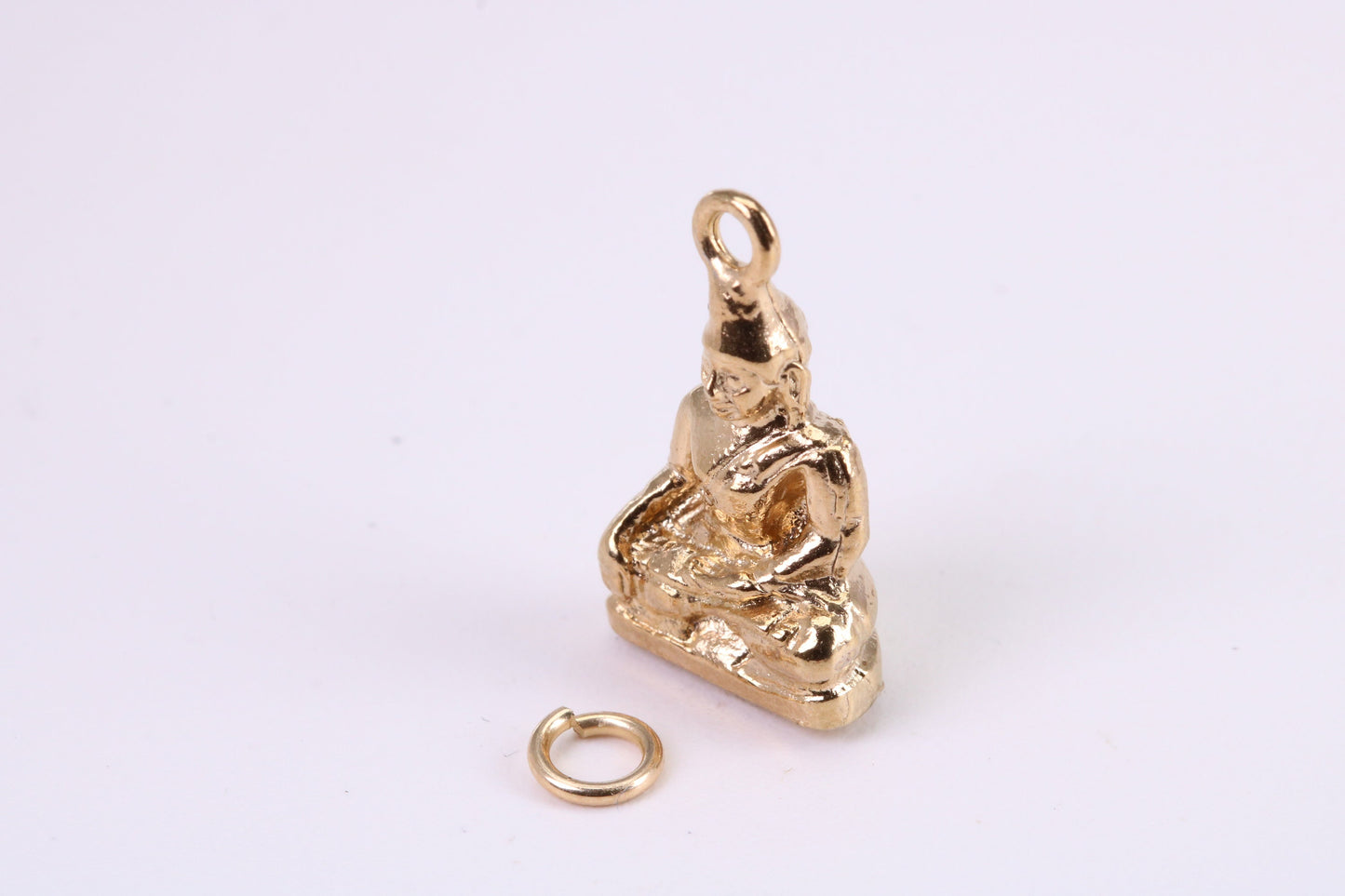 Buddha Charm, Traditional Charm, Made from Solid Yellow Gold, British Hallmarked, Complete with Attachment Link