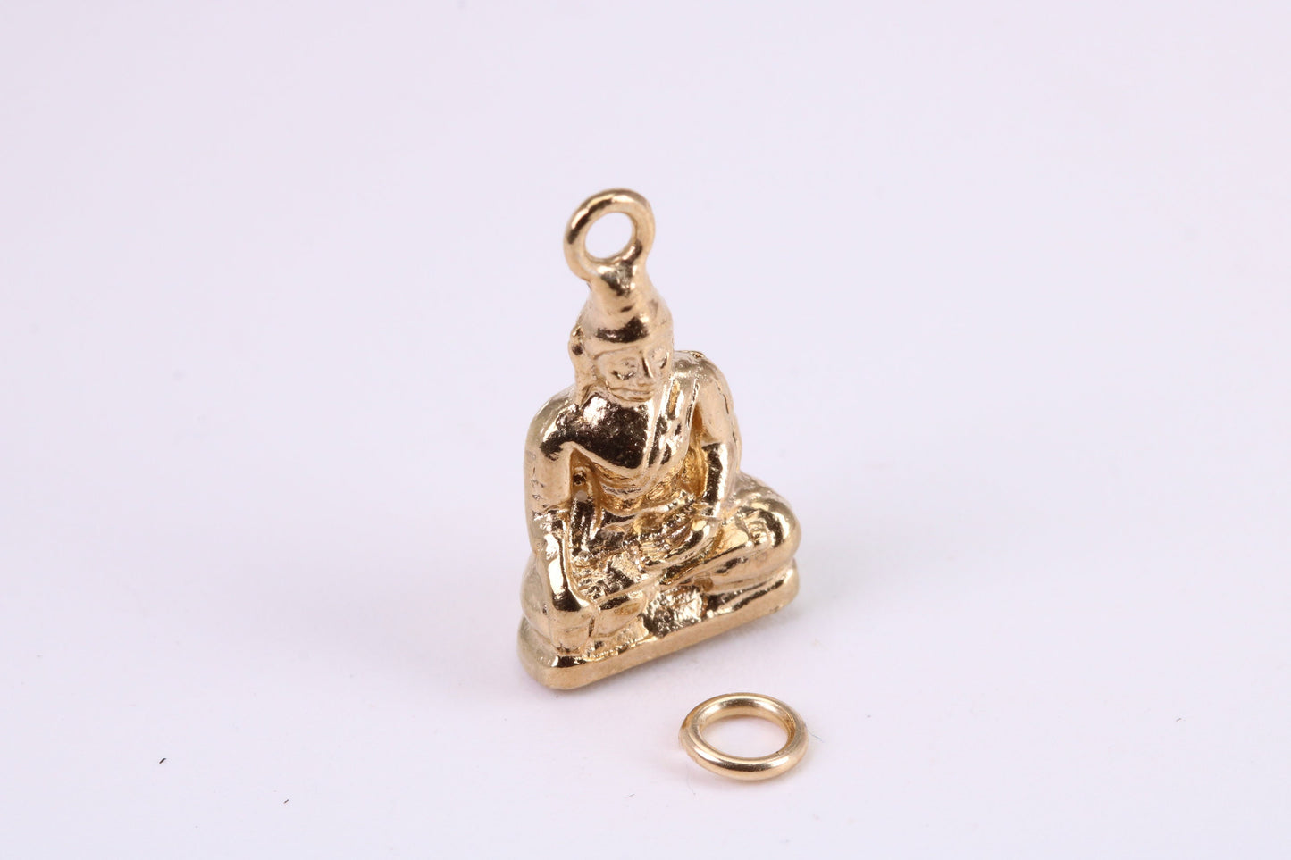 Buddha Charm, Traditional Charm, Made from Solid Yellow Gold, British Hallmarked, Complete with Attachment Link