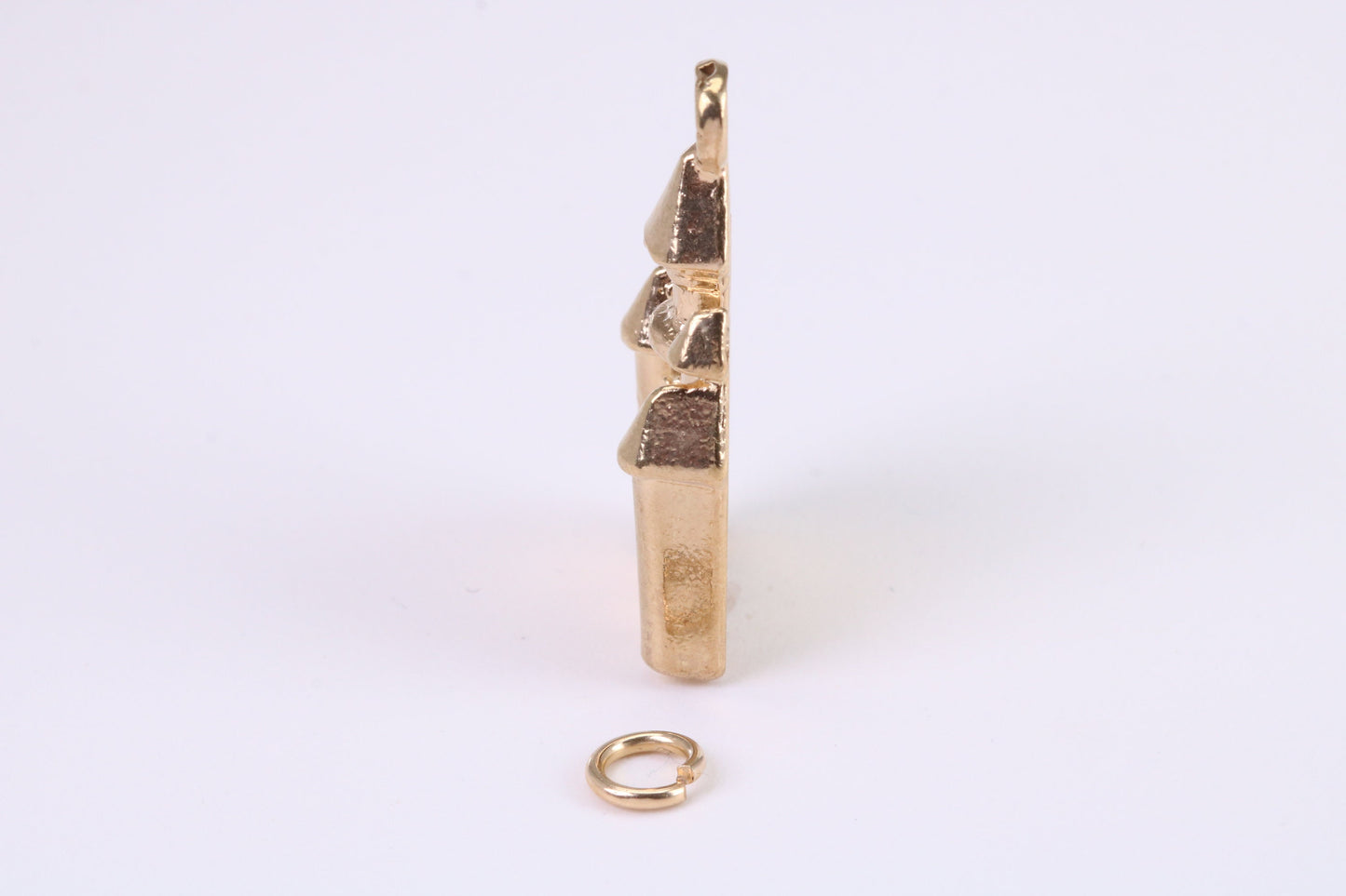 Princess Castle Charm, Traditional Charm, Made from Solid Yellow Gold, British Hallmarked, Complete with Attachment Link