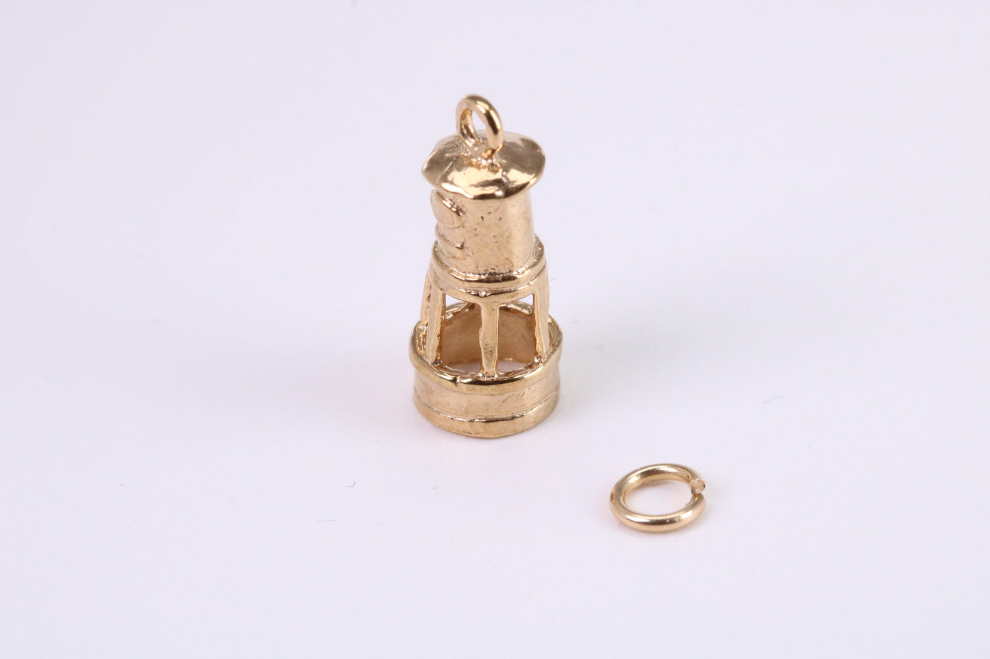 Lighthouse Charm, Traditional Charm, Made from Solid Yellow Gold, British Hallmarked, Complete with Attachment Link