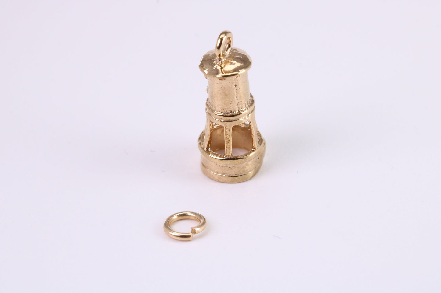 Lighthouse Charm, Traditional Charm, Made from Solid Yellow Gold, British Hallmarked, Complete with Attachment Link