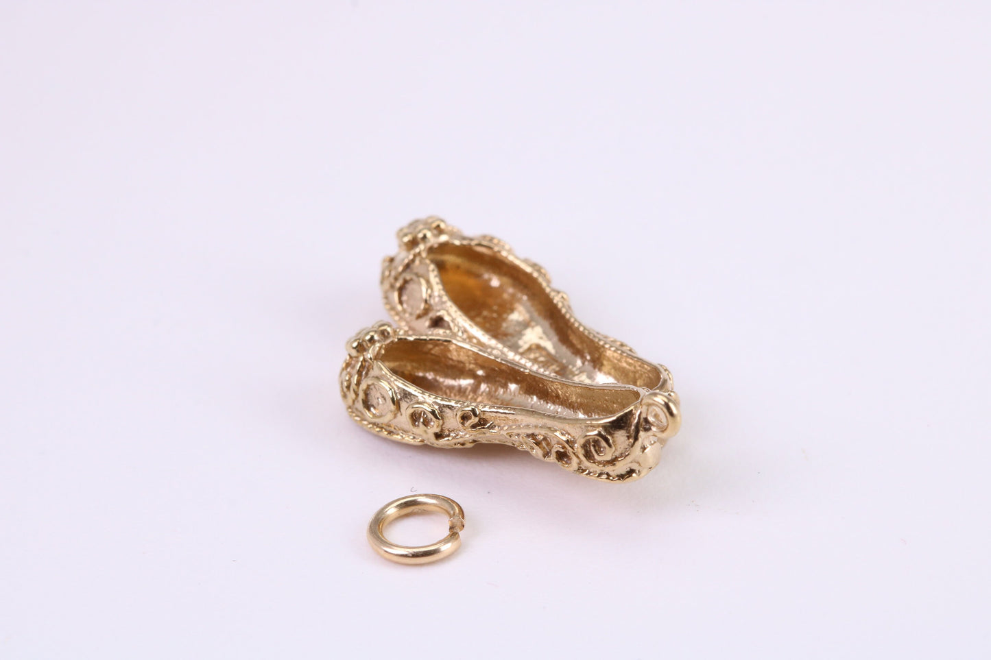 Ballerina Slippers Charm, Traditional Charm, Made from Solid Yellow Gold, British Hallmarked, Complete with Attachment Link