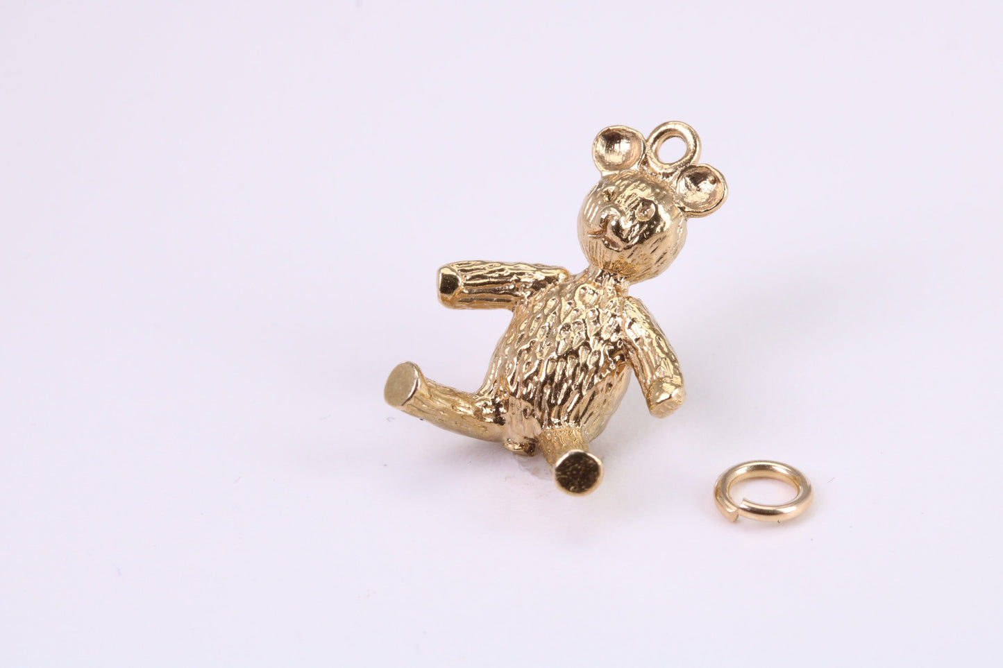 Teddy Bear Charm, Traditional Charm, Made from Solid Yellow Gold, British Hallmarked, Complete with Attachment Link
