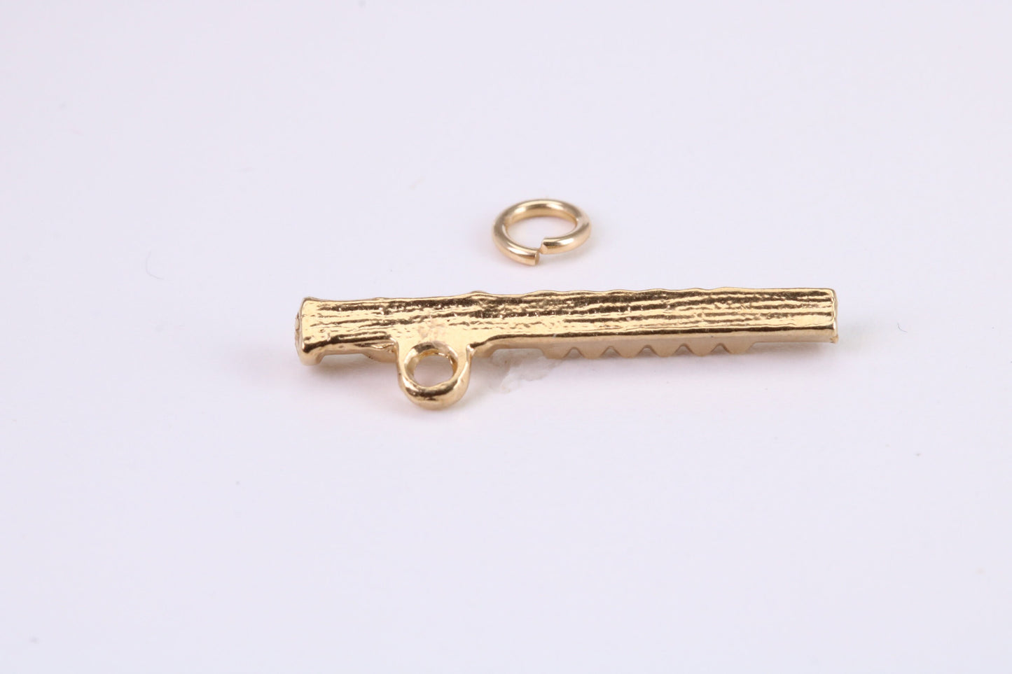 Flute Charm, Traditional Charm, Made from Solid Yellow Gold, British Hallmarked, Complete with Attachment Link