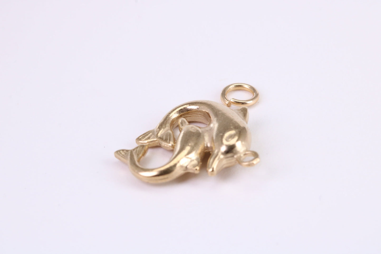 Performing Dolphins Charm, Traditional Charm, Made from Solid Yellow Gold, British Hallmarked, Complete with Attachment Link