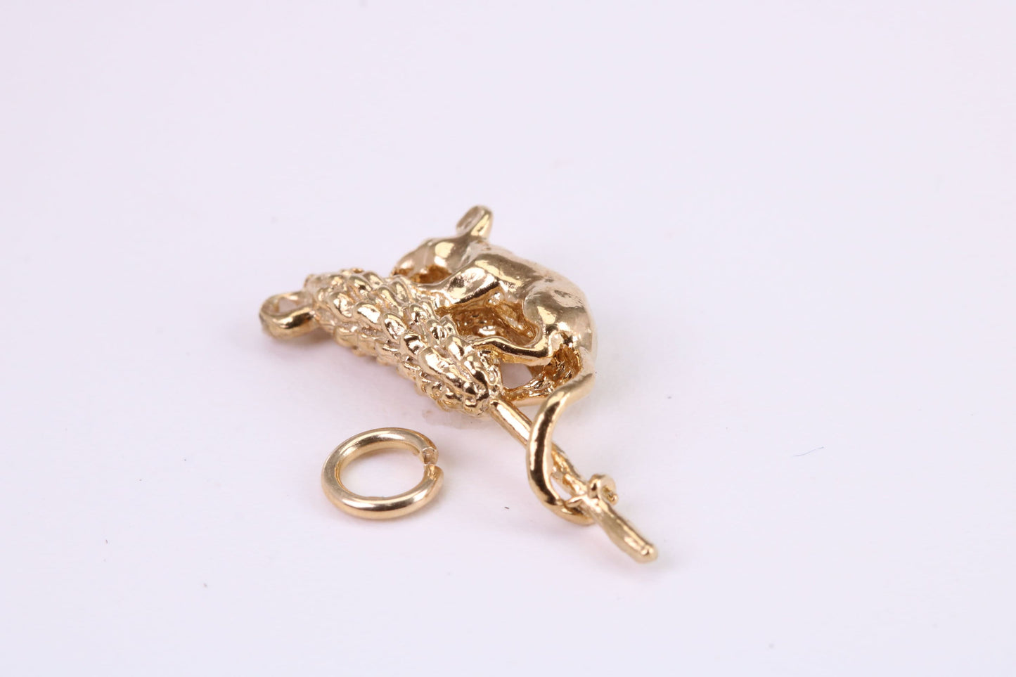 Corn Mouse Charm, Traditional Charm, Made from Solid Yellow Gold, British Hallmarked, Complete with Attachment Link