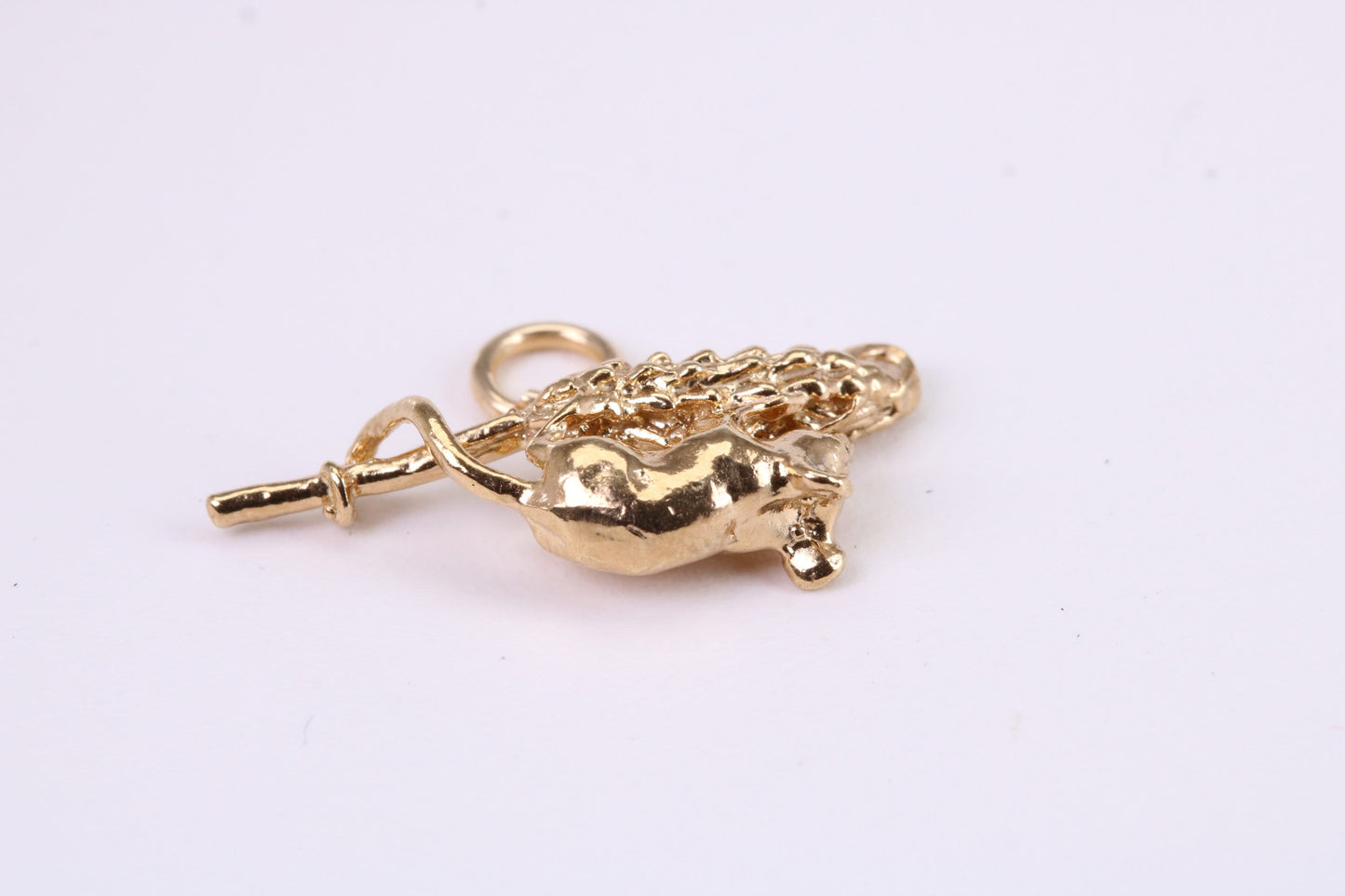Corn Mouse Charm, Traditional Charm, Made from Solid Yellow Gold, British Hallmarked, Complete with Attachment Link