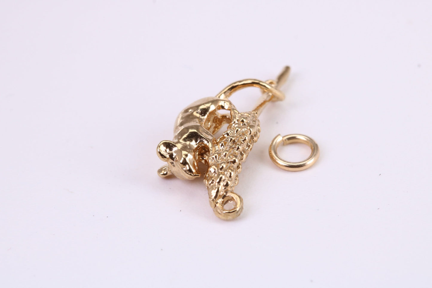 Corn Mouse Charm, Traditional Charm, Made from Solid Yellow Gold, British Hallmarked, Complete with Attachment Link