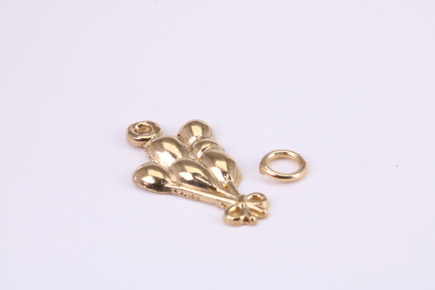 Party Balloons Charm, Traditional Charm, Made from Solid Yellow Gold, British Hallmarked, Complete with Attachment Link