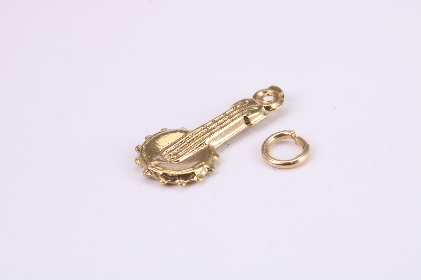 Banjo Charm, Traditional Charm, Made from Solid Yellow Gold, British Hallmarked, Complete with Attachment Link