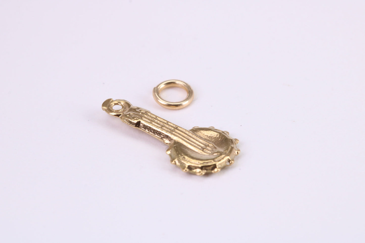 Banjo Charm, Traditional Charm, Made from Solid Yellow Gold, British Hallmarked, Complete with Attachment Link