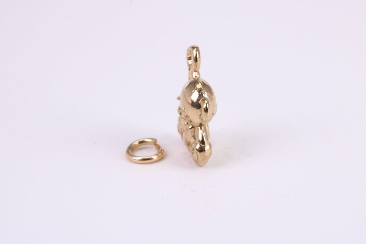Teddy Bear Charm, Traditional Charm, Made from Solid Yellow Gold, British Hallmarked, Complete with Attachment Link