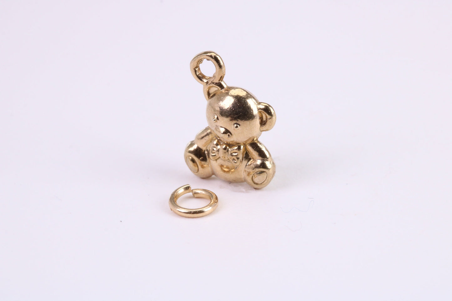 Teddy Bear Charm, Traditional Charm, Made from Solid Yellow Gold, British Hallmarked, Complete with Attachment Link