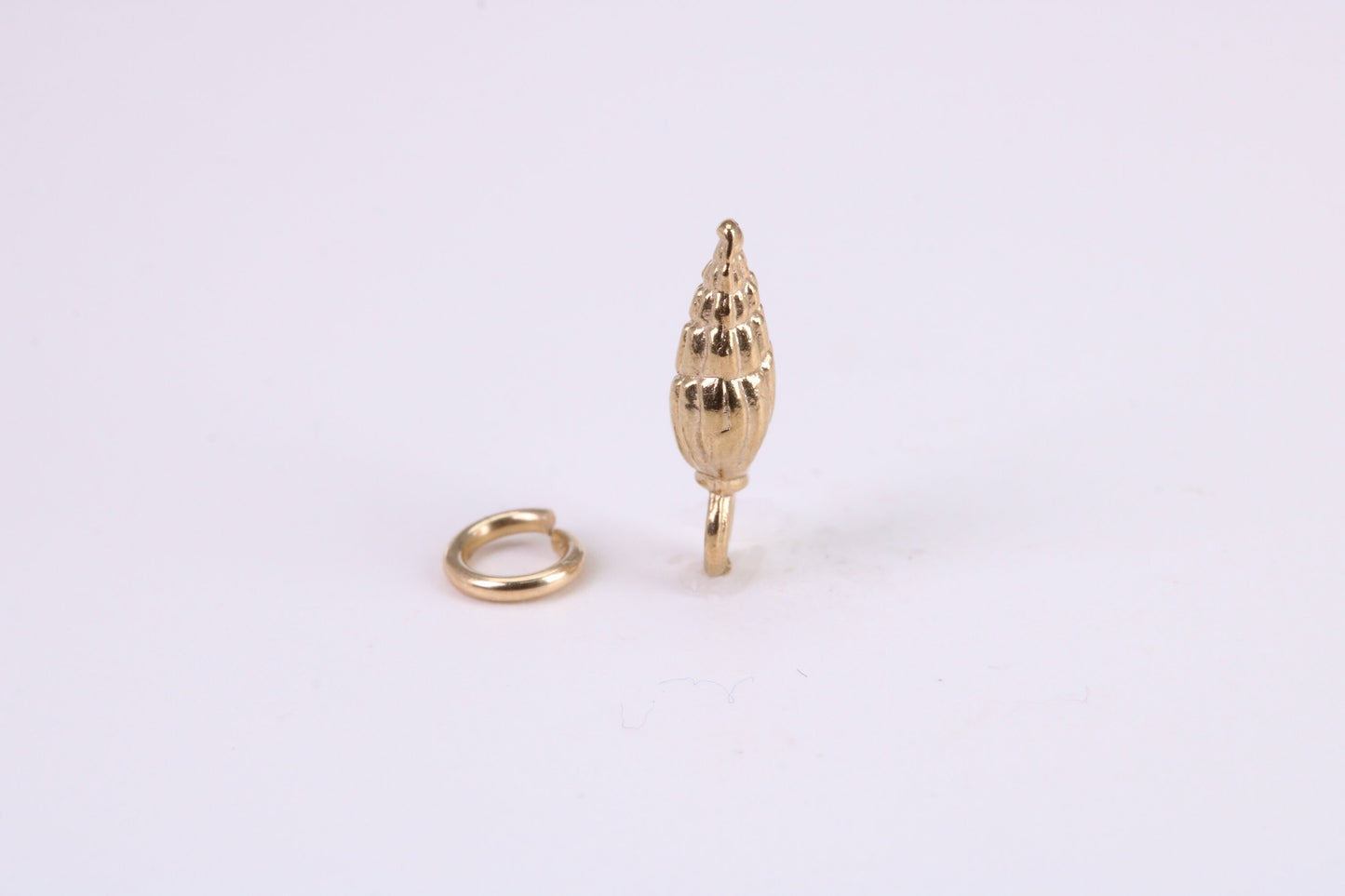 Sea Shell Charm, Traditional Charm, Made from Solid Yellow Gold, British Hallmarked, Complete with Attachment Link