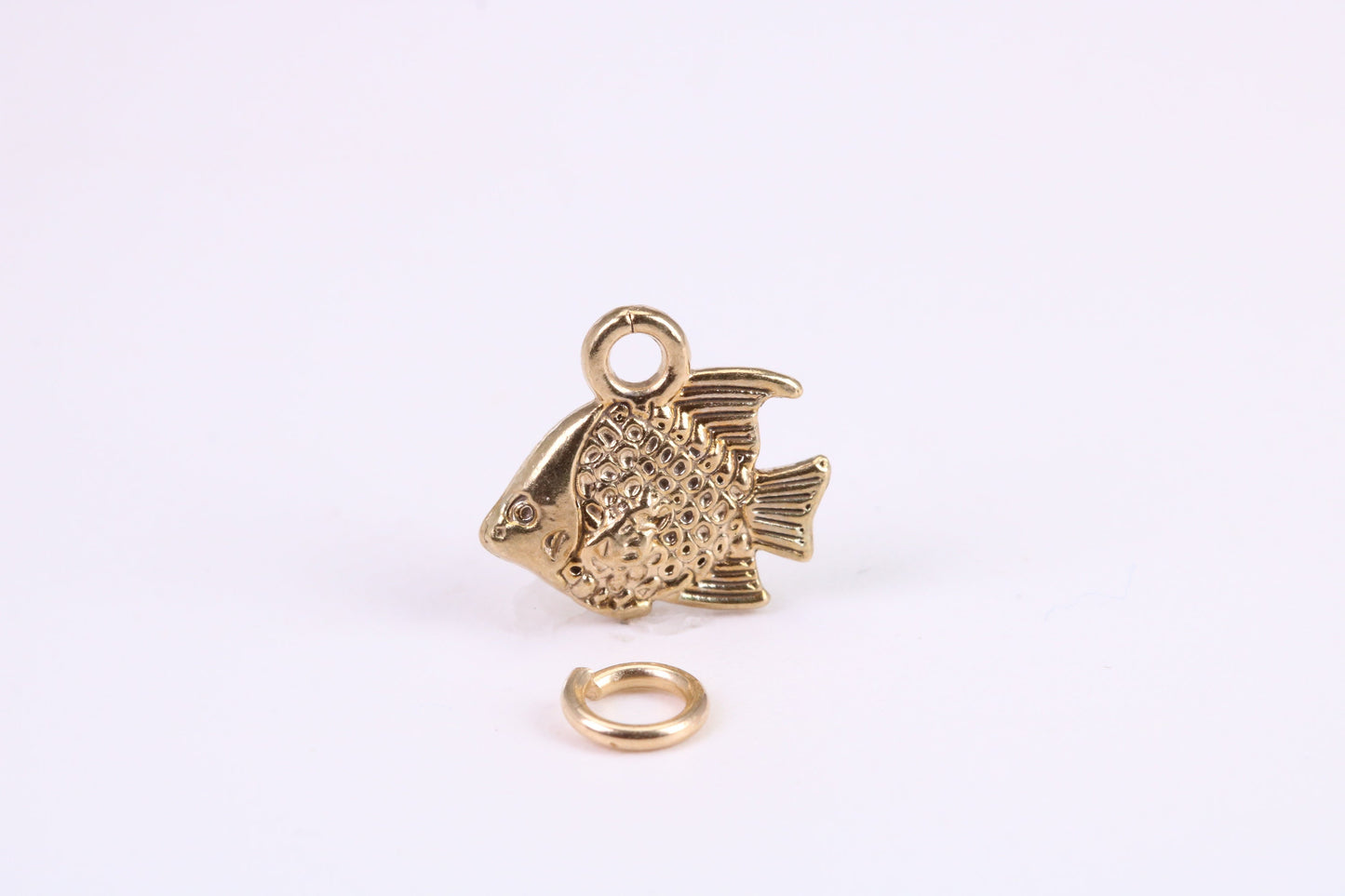 Fish Charm, Traditional Charm, Made from Solid Yellow Gold, British Hallmarked, Complete with Attachment Link