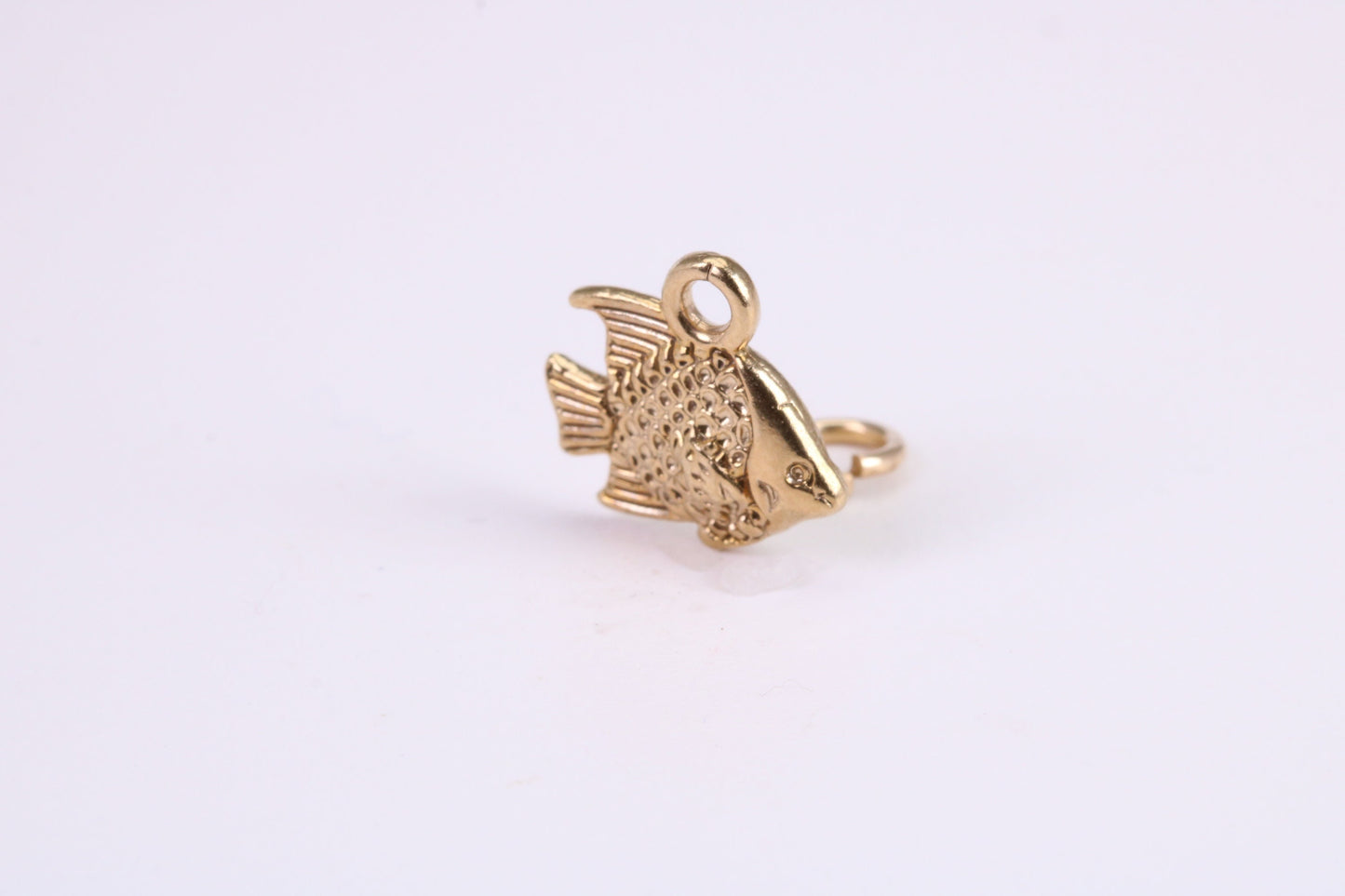 Fish Charm, Traditional Charm, Made from Solid Yellow Gold, British Hallmarked, Complete with Attachment Link