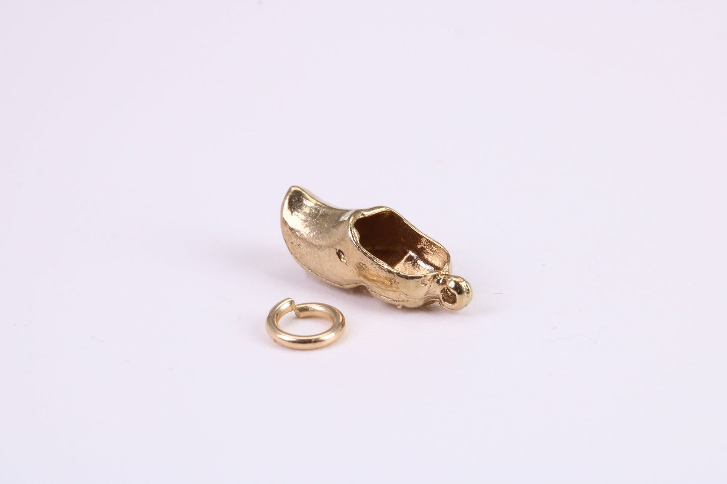Clog Charm, Traditional Charm, Made from Solid Yellow Gold, British Hallmarked, Complete with Attachment Link