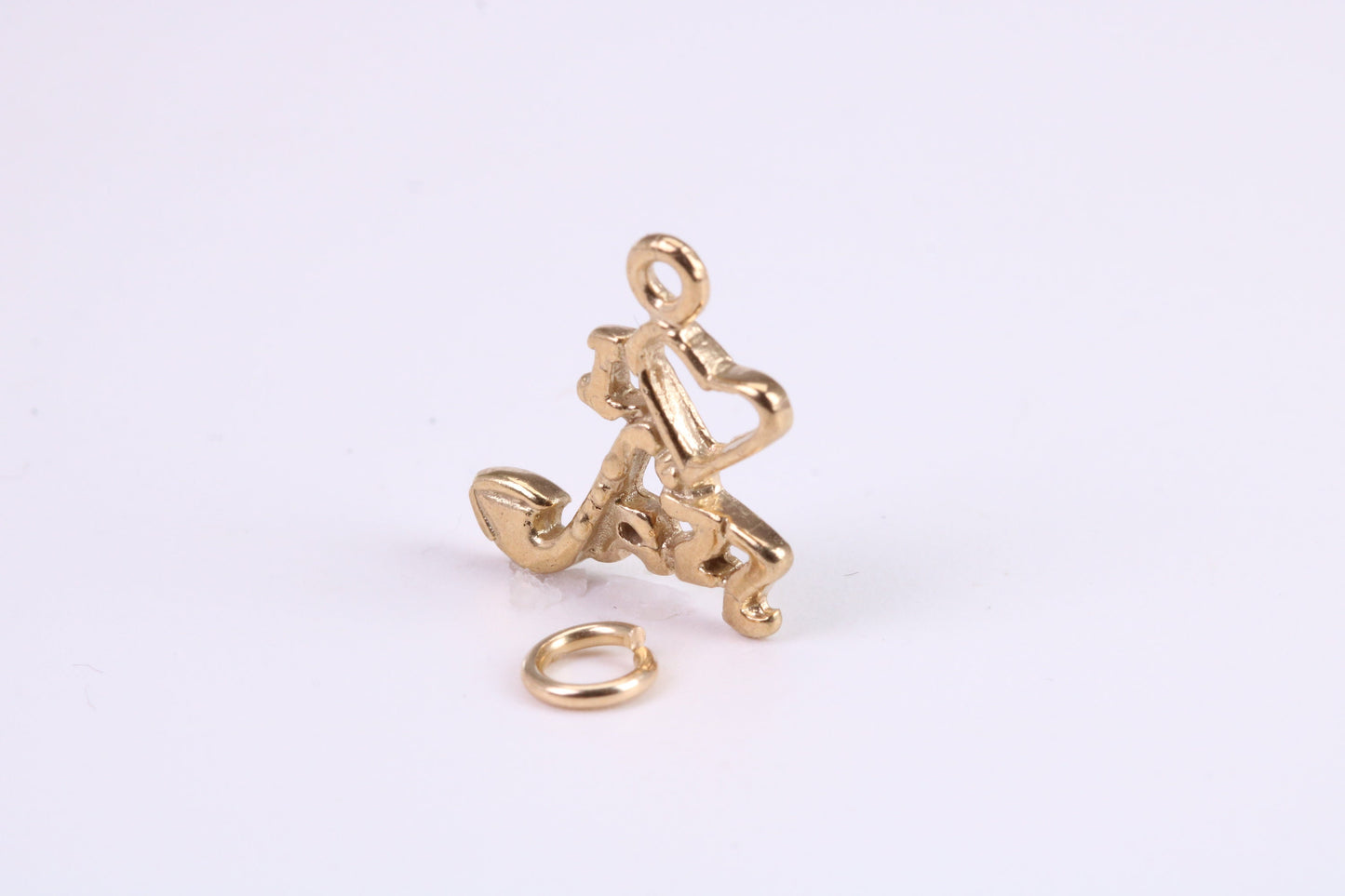 Love Jazz Charm, Traditional Charm, Made from Solid Yellow Gold, British Hallmarked, Complete with Attachment Link